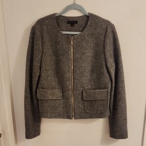 Ann Taylor Gray Zip-Up Blazer